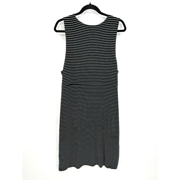 ATHLETA Black White Striped La Palma Sleeveless Stretch Bodycon Mini Dress XL - Picture 3 of 7
